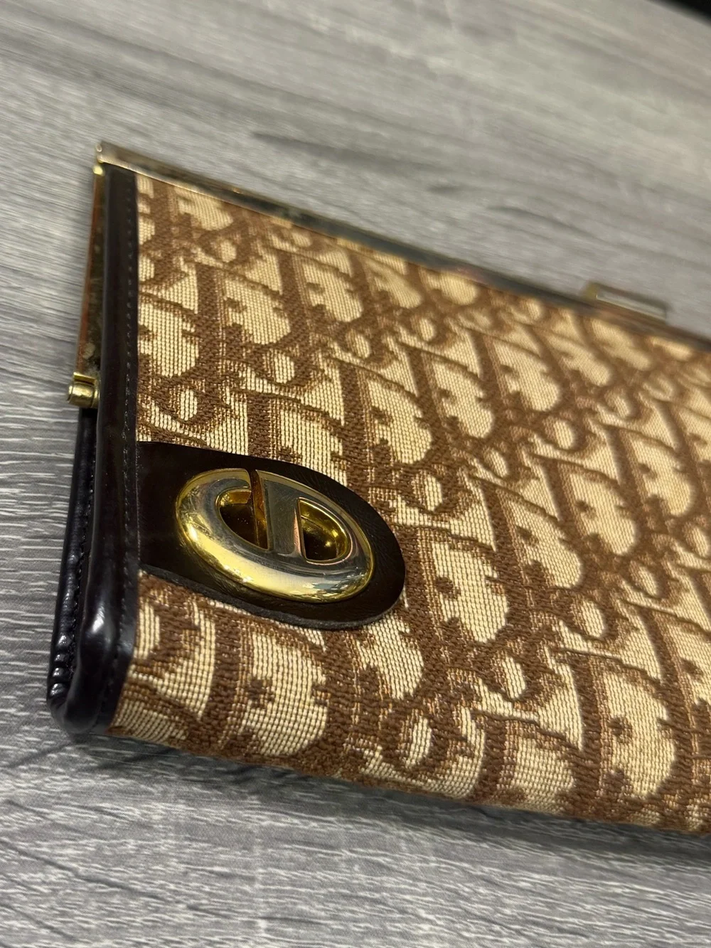 Dior Trotter Vintage Clutch in Brown
